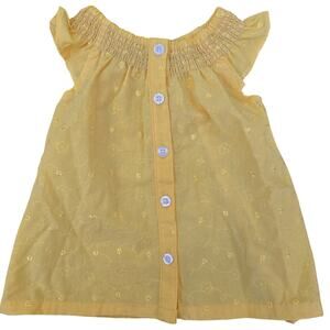 Girls Little Flower Yellow Smocked Eyelet Dress Sunshine Summer Size 18mos